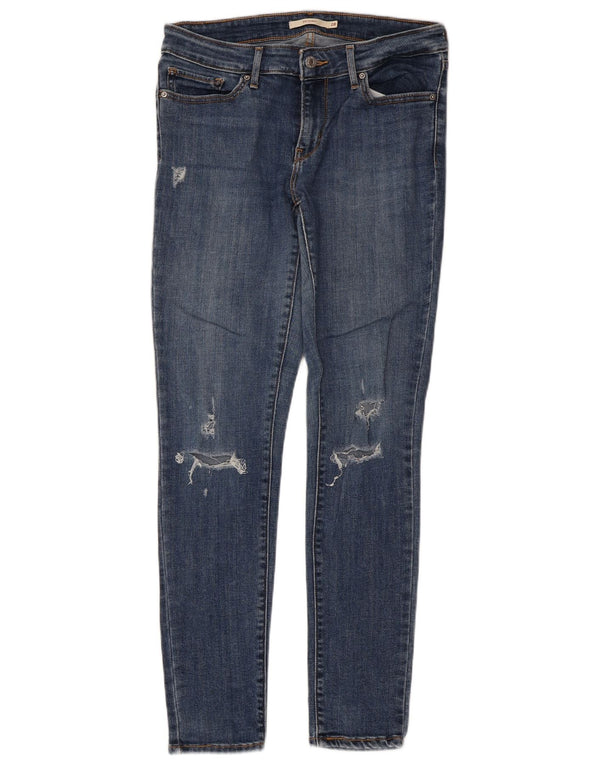 Levi's Womens 711 Distressed Skinny Jeans W28 L30 Blue Cotton