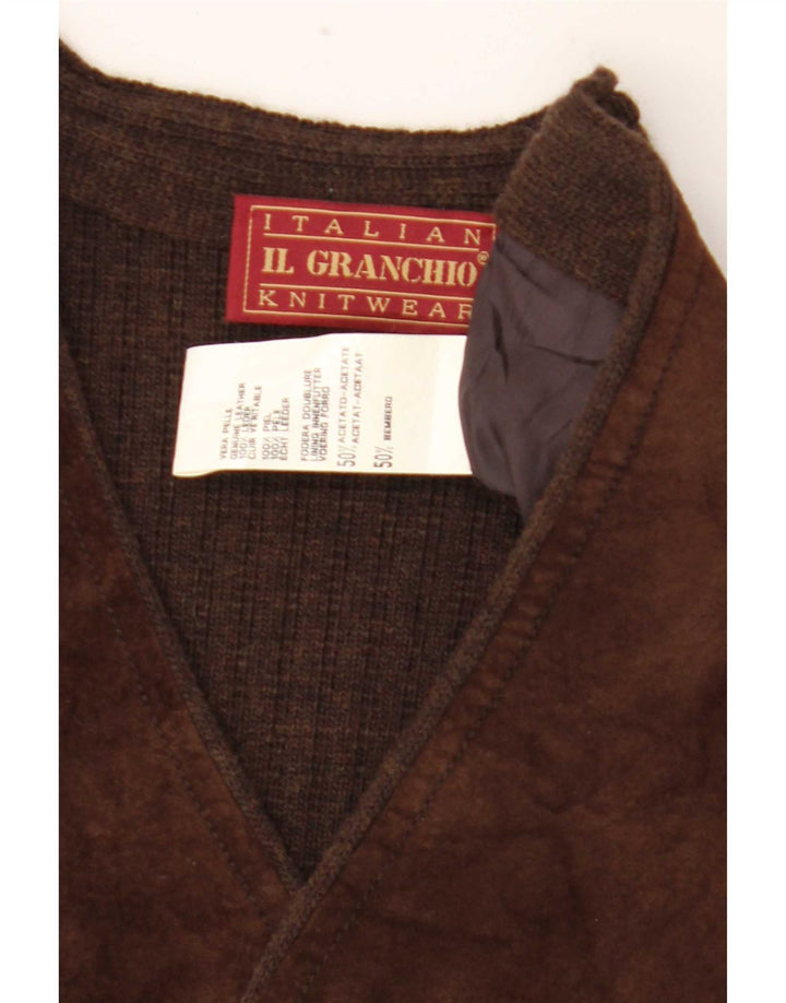 Gilet pentru bărbați Il Granchio, piele de căprioară, maro mediu