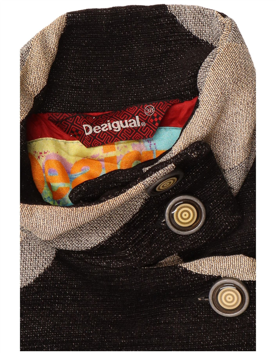 Palton pentru femei Desigual EU 38 Poliester geometric negru mediu