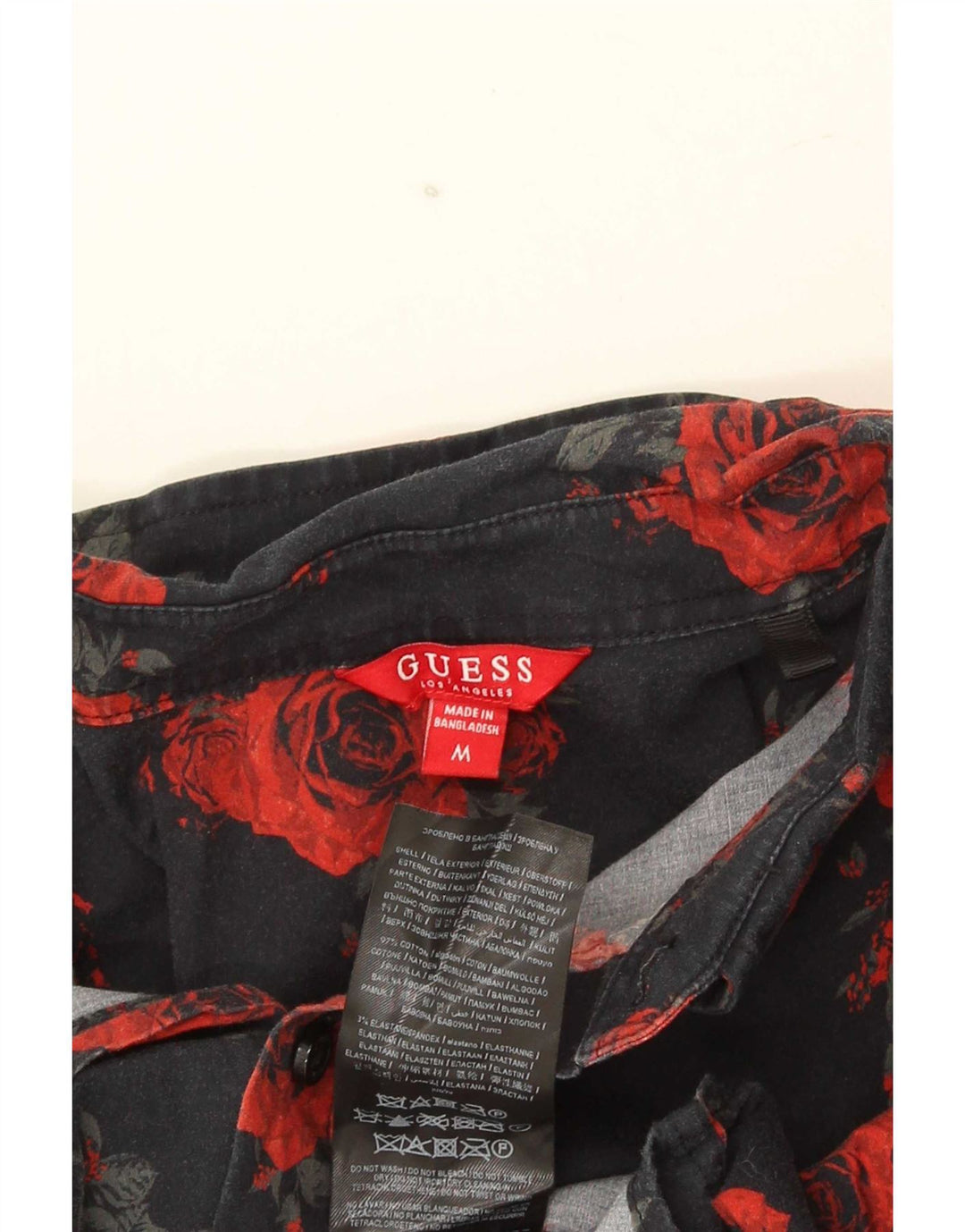 Cămașă pentru bărbați Guess, bumbac floral, negru mediu