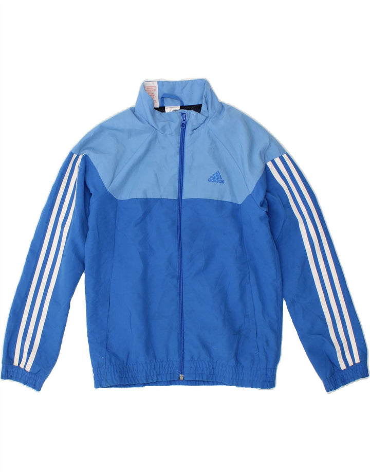 ADIDAS Girls Tracksuit Top Jacket 9-10 Years Blue Colourblock Polyester Vintage Adidas and Second-Hand Adidas from Messina Hembry 