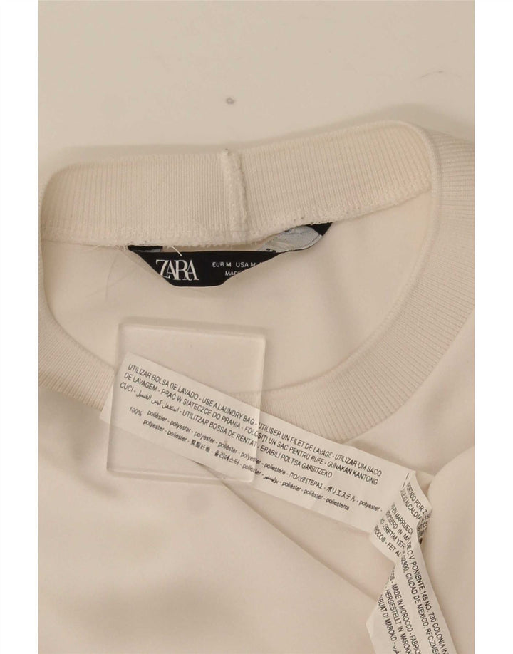 Tricou pentru femei Zara, cu croiala largi, UK 14 Poliester alb mediu
