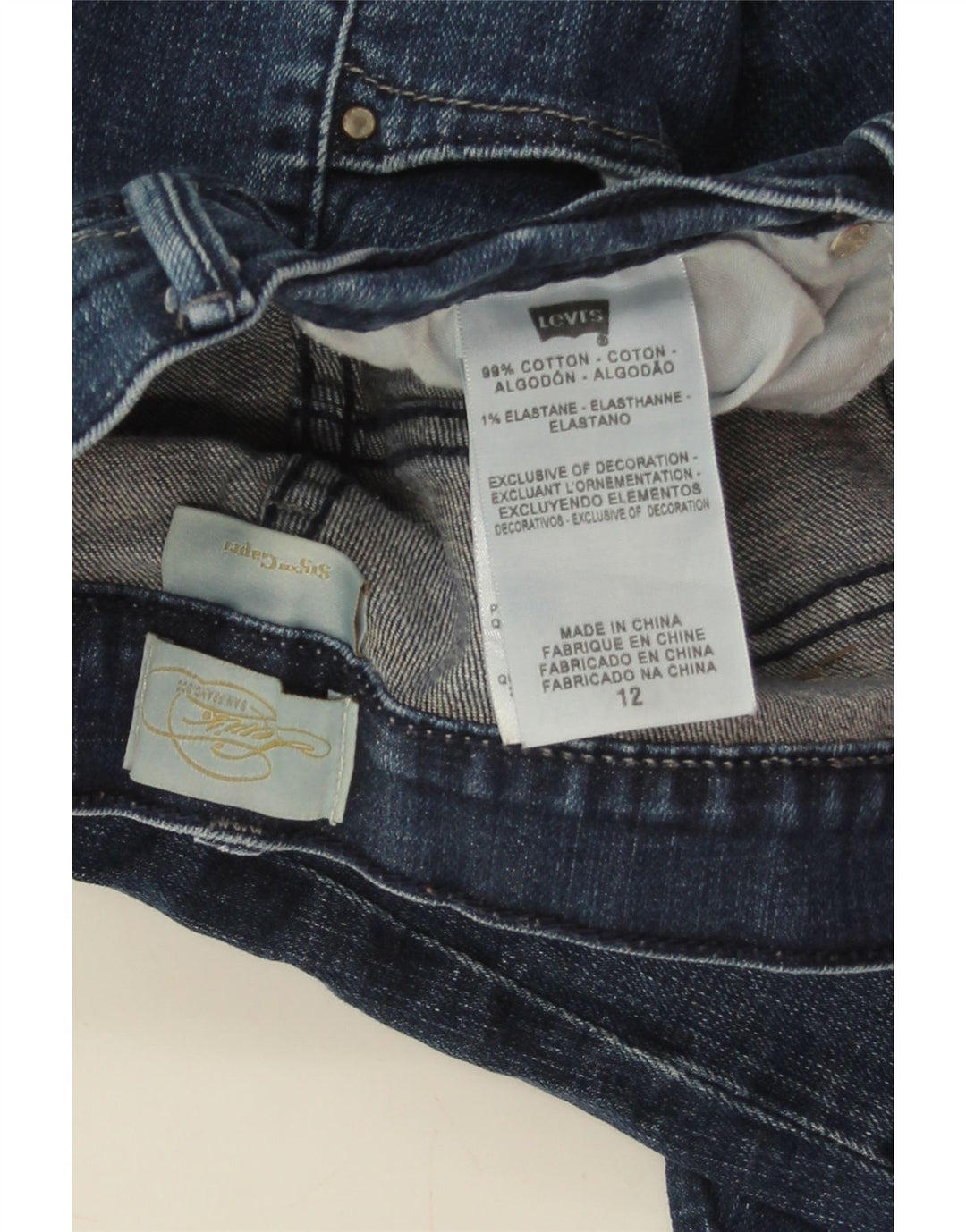 Jeans Capri pentru femei LEVI'S US 12 Large W32 L19 Bumbac bleumarin
