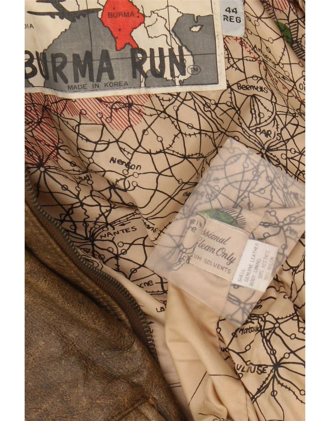 Jachetă militară din piele vintage pentru bărbați IT 44 XS maro