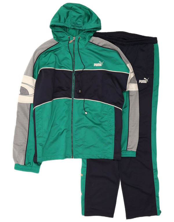 Trening complet cu glugă pentru bărbați Puma, XL, verde, poliester color bloc