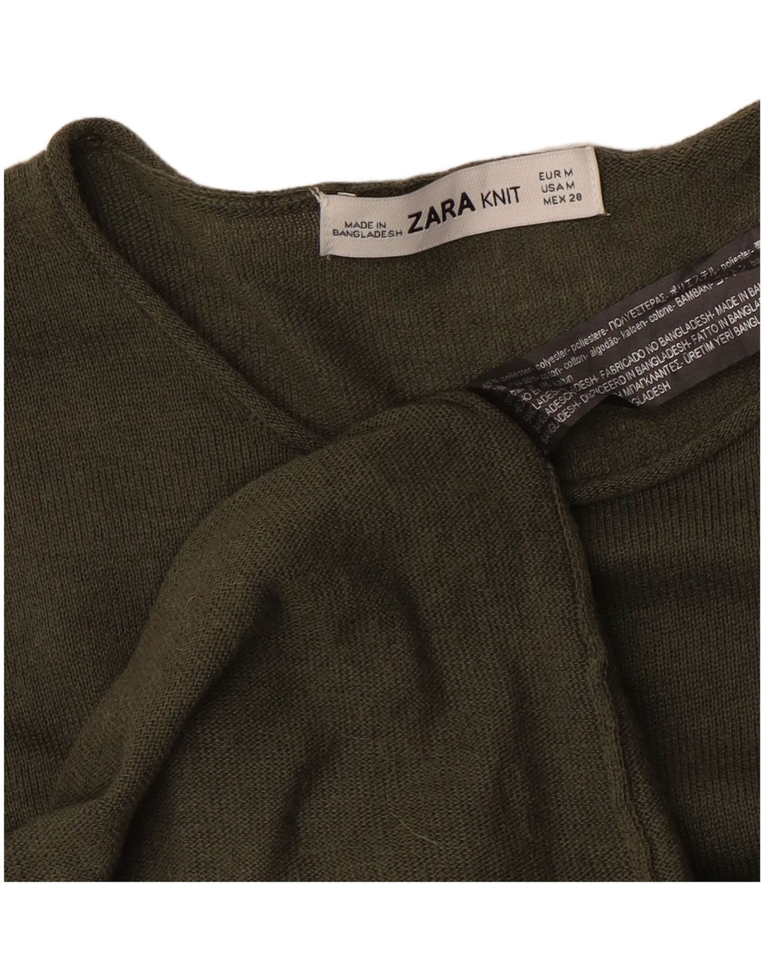 ZARA Rochie Jumper cu mâneci scurte supradimensionate pentru femei UK 14 Medium Khaki