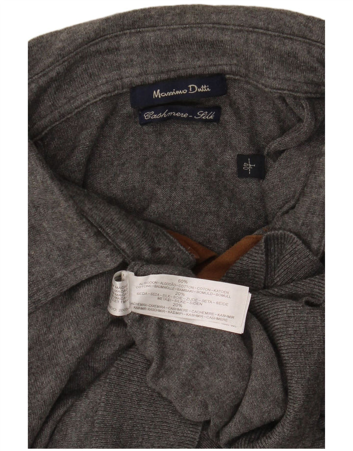 MASSIMO DUTTI Pulover cu gât polo pentru bărbați, bumbac mare, gri