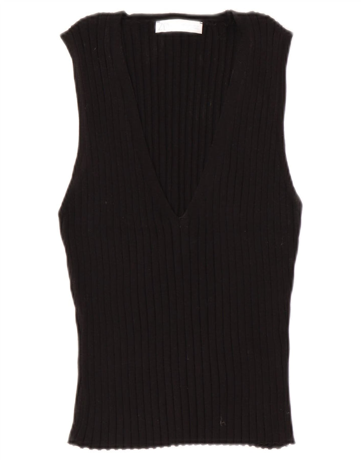 Vesta Zara Femei Tank Top UK 14 Large Negru