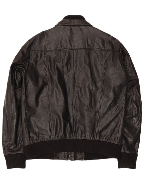 Jachetă Bomber din piele pentru bărbați Gianfranco Gotelli UK 38 Medium Black Leather