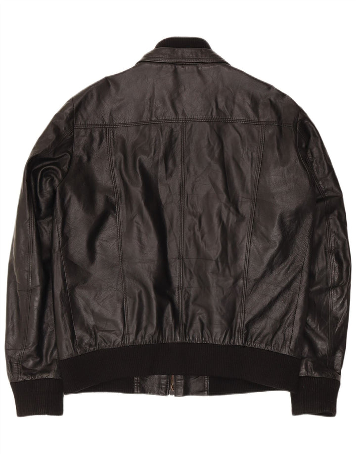 Jachetă Bomber din piele pentru bărbați Gianfranco Gotelli UK 38 Medium Black Leather