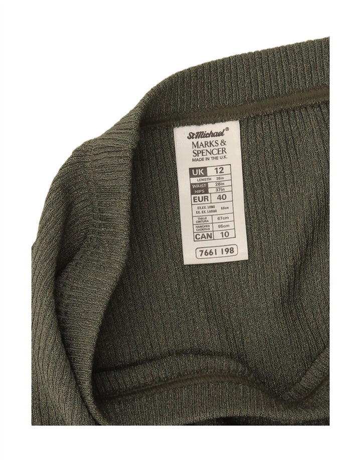 Fusta midi tricotată pentru femei Marks & Spencer UK 12 Medium W28 Kaki Poliester