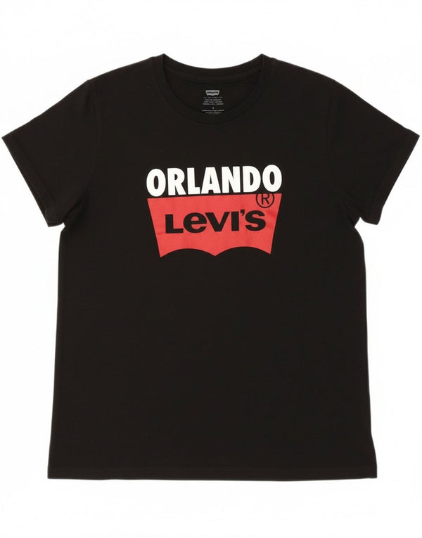 Tricou cu grafic Orlando pentru femei Levi's Top UK 12 Medium Black Bumbac