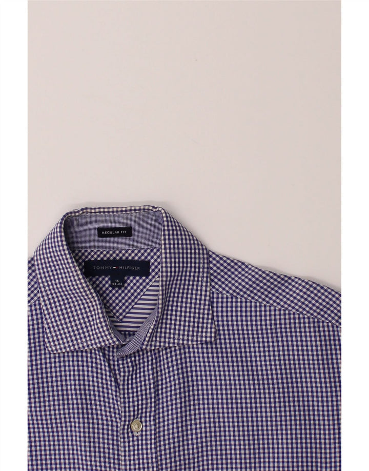 TOMMY HILFIGER Mens Regular Fit Shirt Size 15 Medium Blue Check Cotton Vintage Tommy Hilfiger and Second-Hand Tommy Hilfiger from Messina Hembry 
