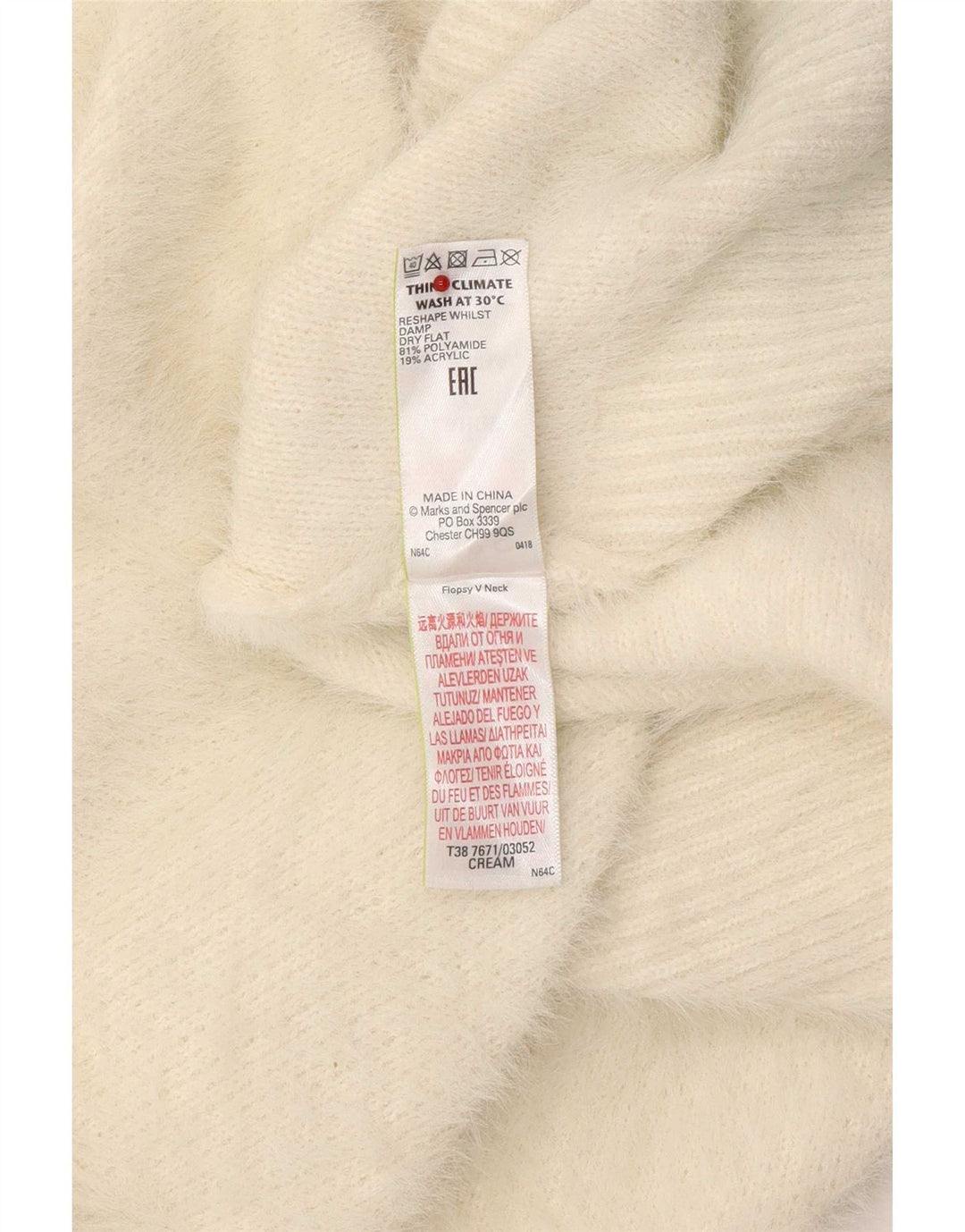 Pulover cu decolteu în V pentru femei Marks & Spencer UK 16, mare, alb