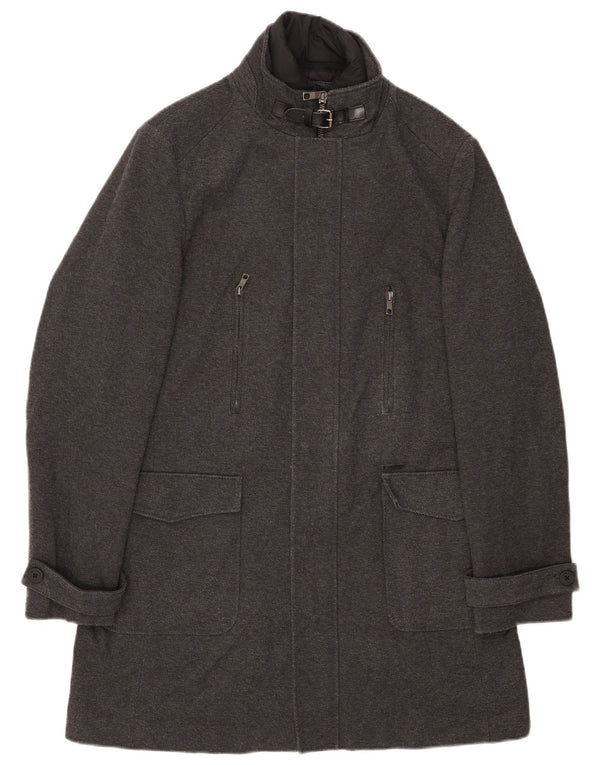 ZARA pardesiu bărbați UK 42 XL poliester gri