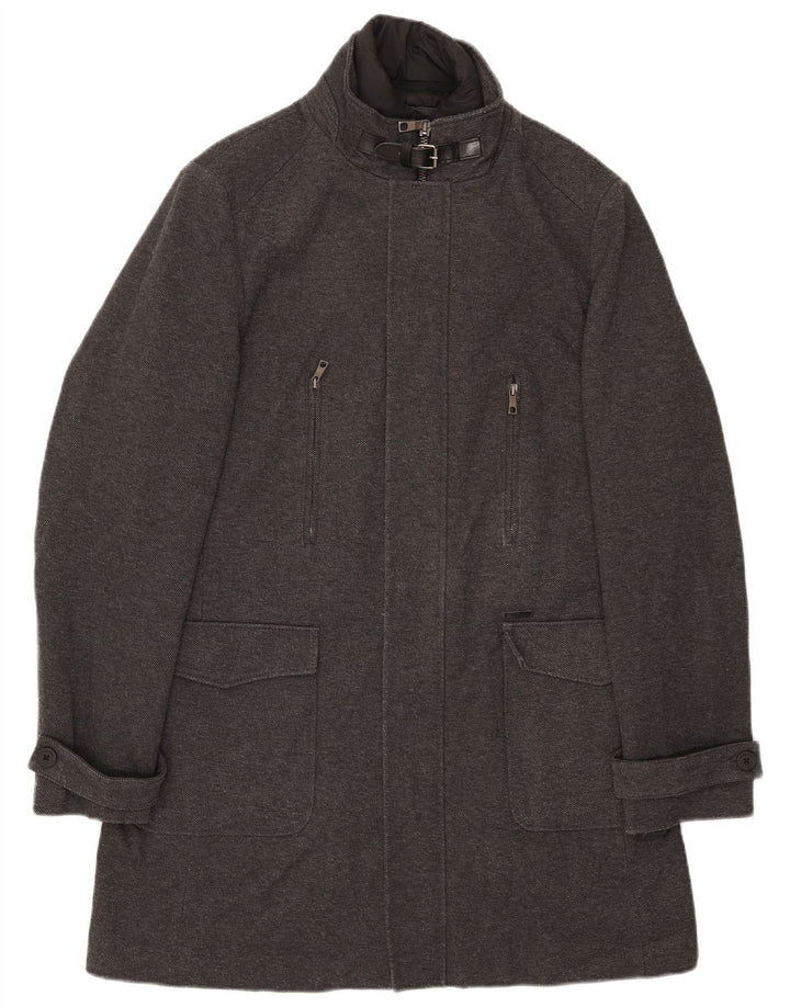 ZARA pardesiu bărbați UK 42 XL poliester gri