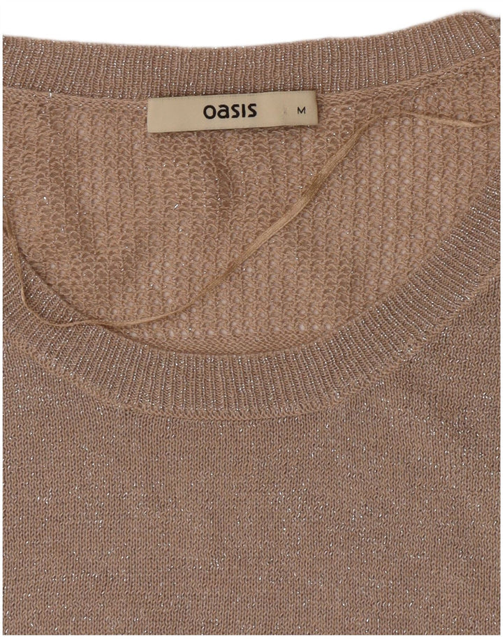 Pulover Oasis pentru femei, supradimensionat, cu gât de barcă, UK 14, mediu, bej, pete