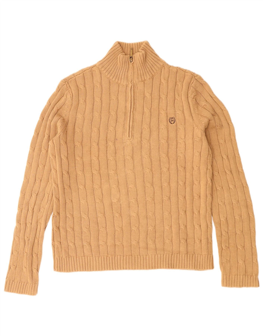 Pulover pentru femei Chaps, cu fermoar, cu gât, UK 10, bumbac, bej mic