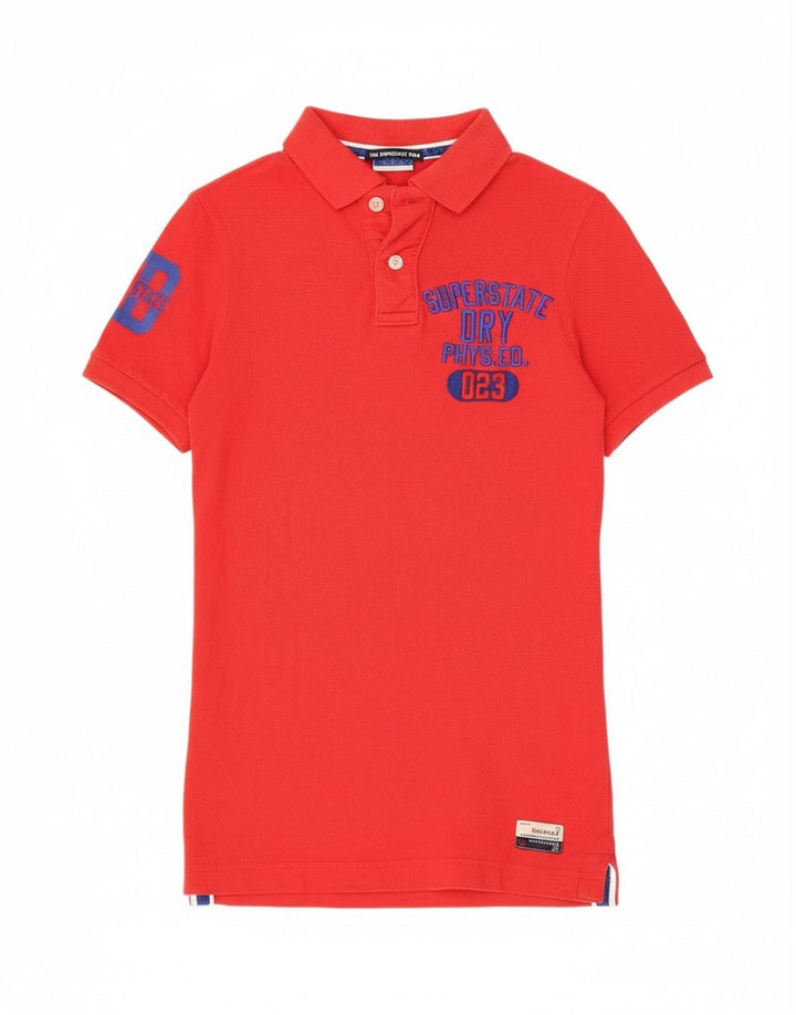 Tricou polo grafic pentru bărbați Superdry, bumbac roșu mic