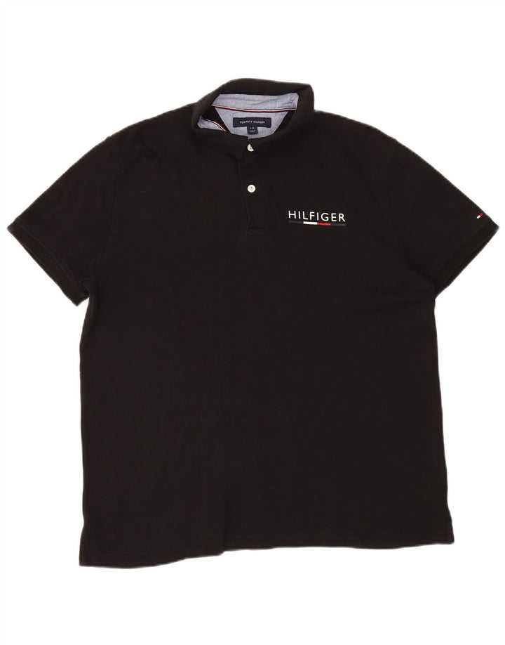Tricou polo Tommy Hilfiger pentru bărbați, mare, negru, bumbac