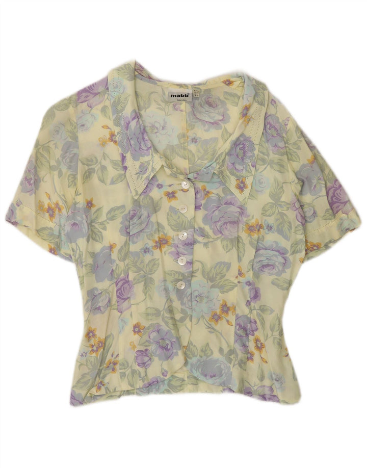 Bluză cămașă cu mânecă scurtă pentru femei mabb UK 12 Medium Multicolor Floral