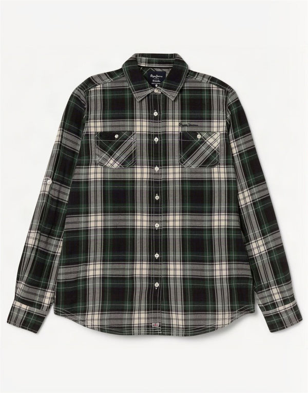 Cămașă de flanel pentru femei PEPE Jeans UK 14 Medium Green Check Bumbac