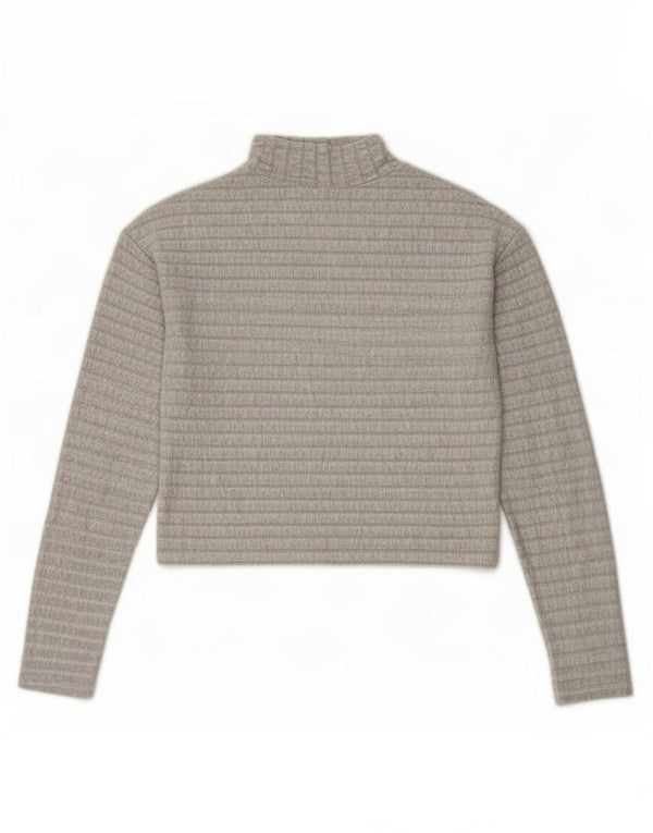 Topshop pentru femei Crop Top cu mânecă lungă UK 8, mic, gri cu dungi