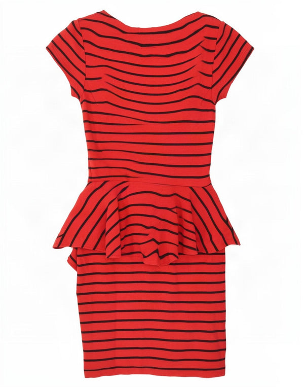Rochie Topshop femei peplum UK 8 mic bumbac cu dungi roșii