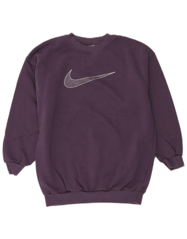 Pulover Nike pentru fete cu grafic 12-13 ani, mare, mov, bumbac