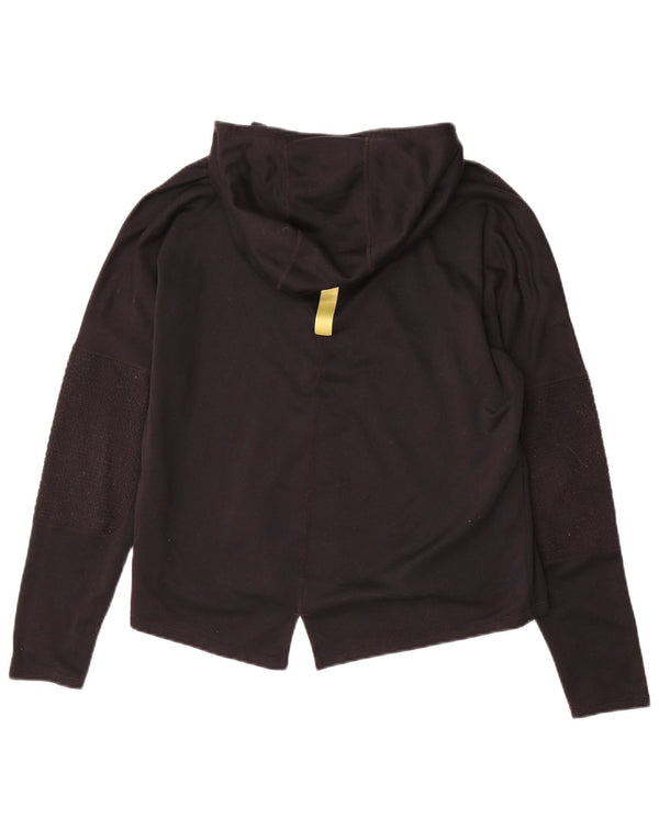 Top grafic cu glugă pentru alergare NIKE pentru femei cu mânecă lungă UK 14 Medium Negru