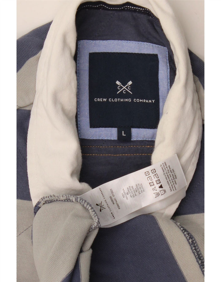 CREW CLOTHING Tricou polo rugby cu mânecă lungă, gri mare, cu dungi