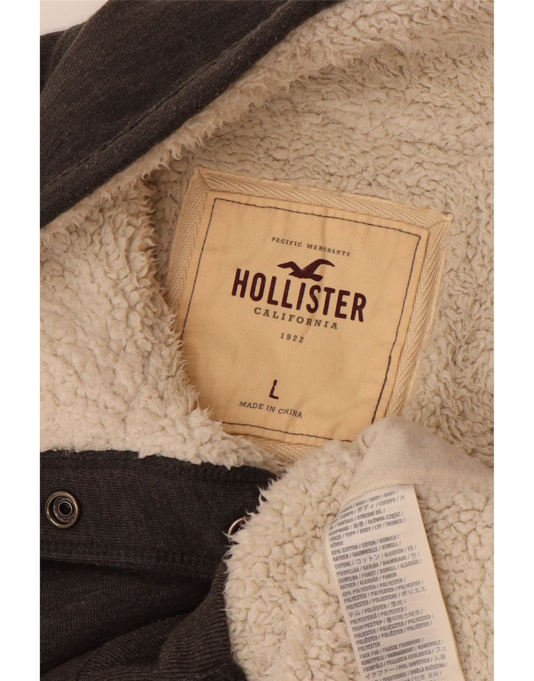 Jachetă de trening Sherpa pentru femei HOLLISTER UK 16 mare bumbac gri