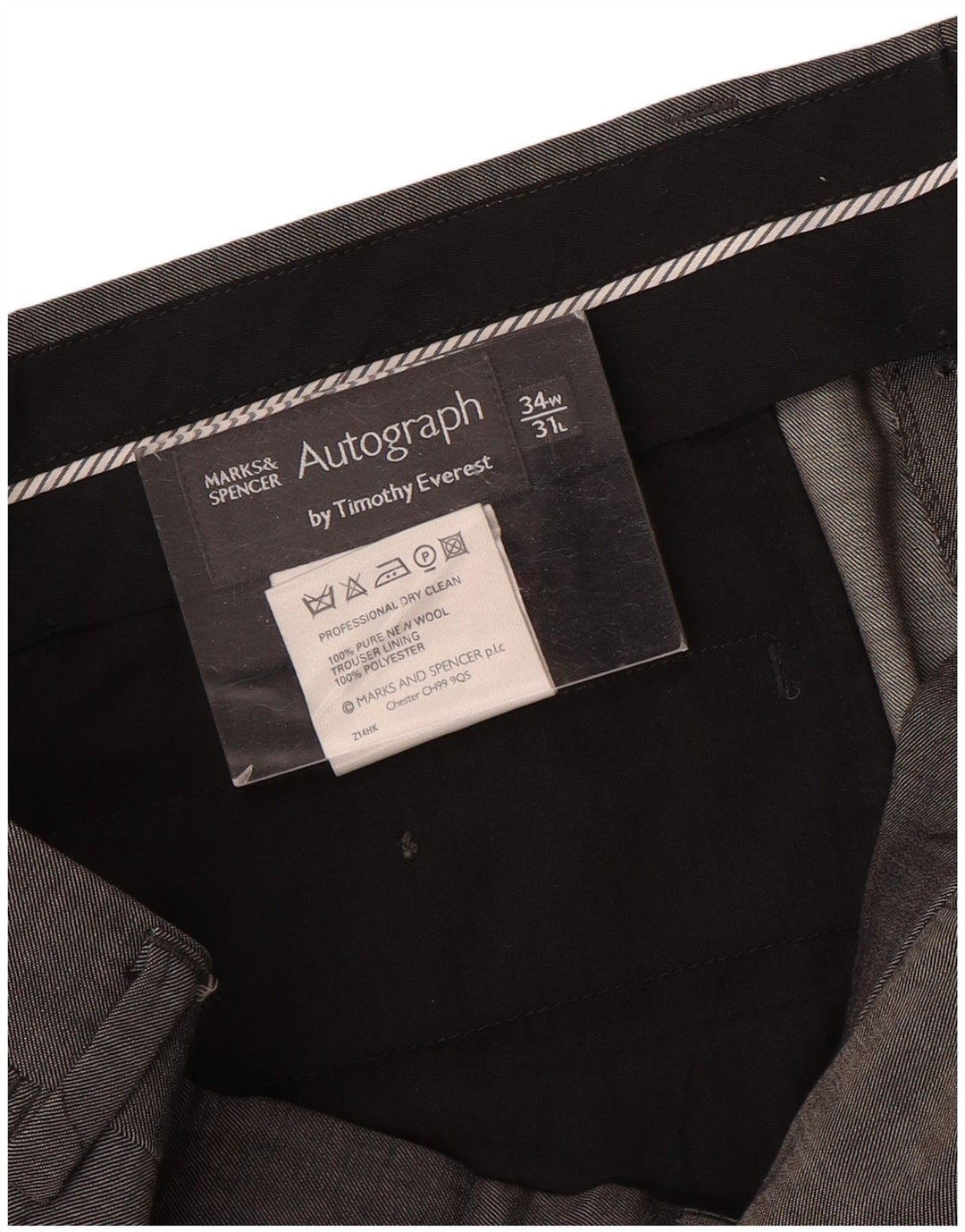 Marks & Spencer Pantaloni de costum drept autograf pentru bărbați L34 L31 Lână gri