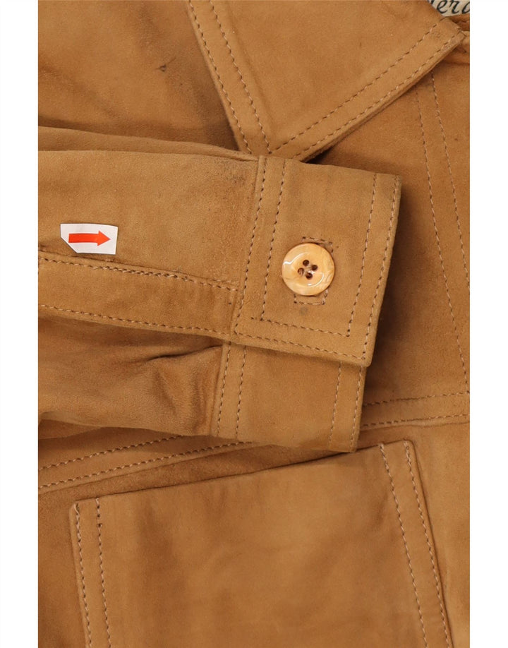 VINTAGE Jachetă de piele întoarsă pentru femei UK 18 XL maro