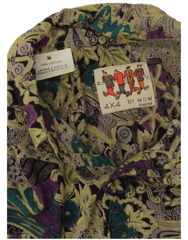 Cămașă vintage pentru bărbați cu mânecă scurtă, vâscoză florală, multicoloră, medie
