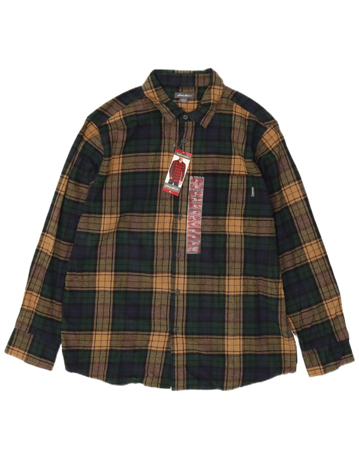 Cămașă de flanel pentru bărbați EDDIE BAUER XL, bumbac cu carouri verde