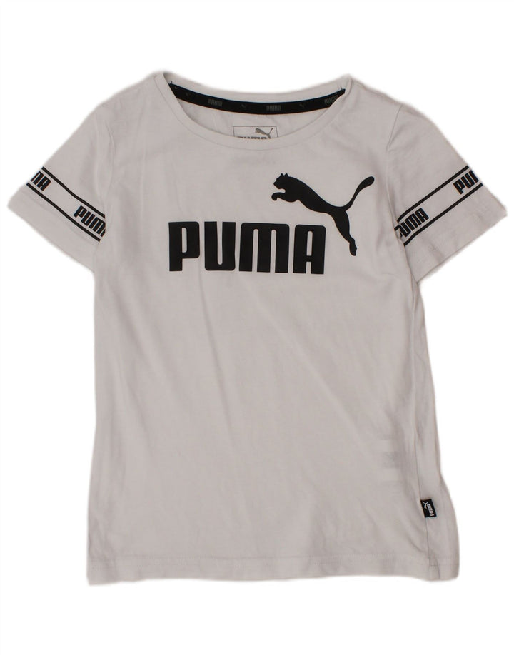 Tricou grafic PUMA pentru baieti Top 4-5 ani bumbac alb