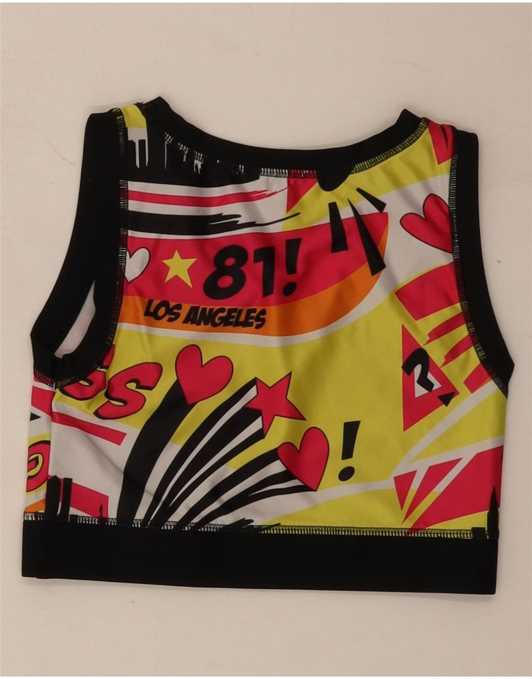 GUESS Womens Graphic Crop Top UK 10 Small Multicoloured Colourblock Vintage Guess and Second-Hand Guess from Messina Hembry 