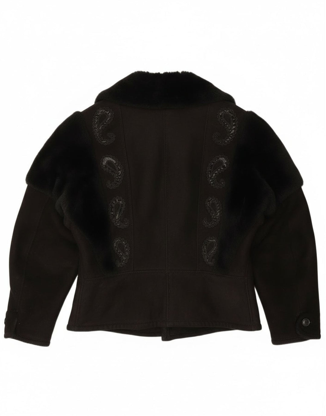 Jachetă vintage pentru femei din shearling UK 18 XL negru cachetaie