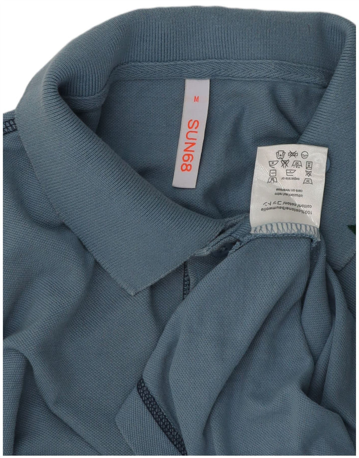 Tricou polo Sun68 pentru bărbați, bumbac albastru mediu