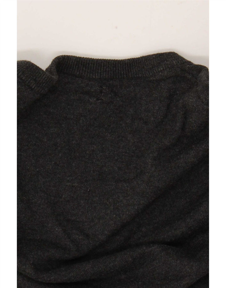 Pulover Massimo Dutti pentru bărbați, cu decolteu în V, din bumbac color bloc, gri mediu