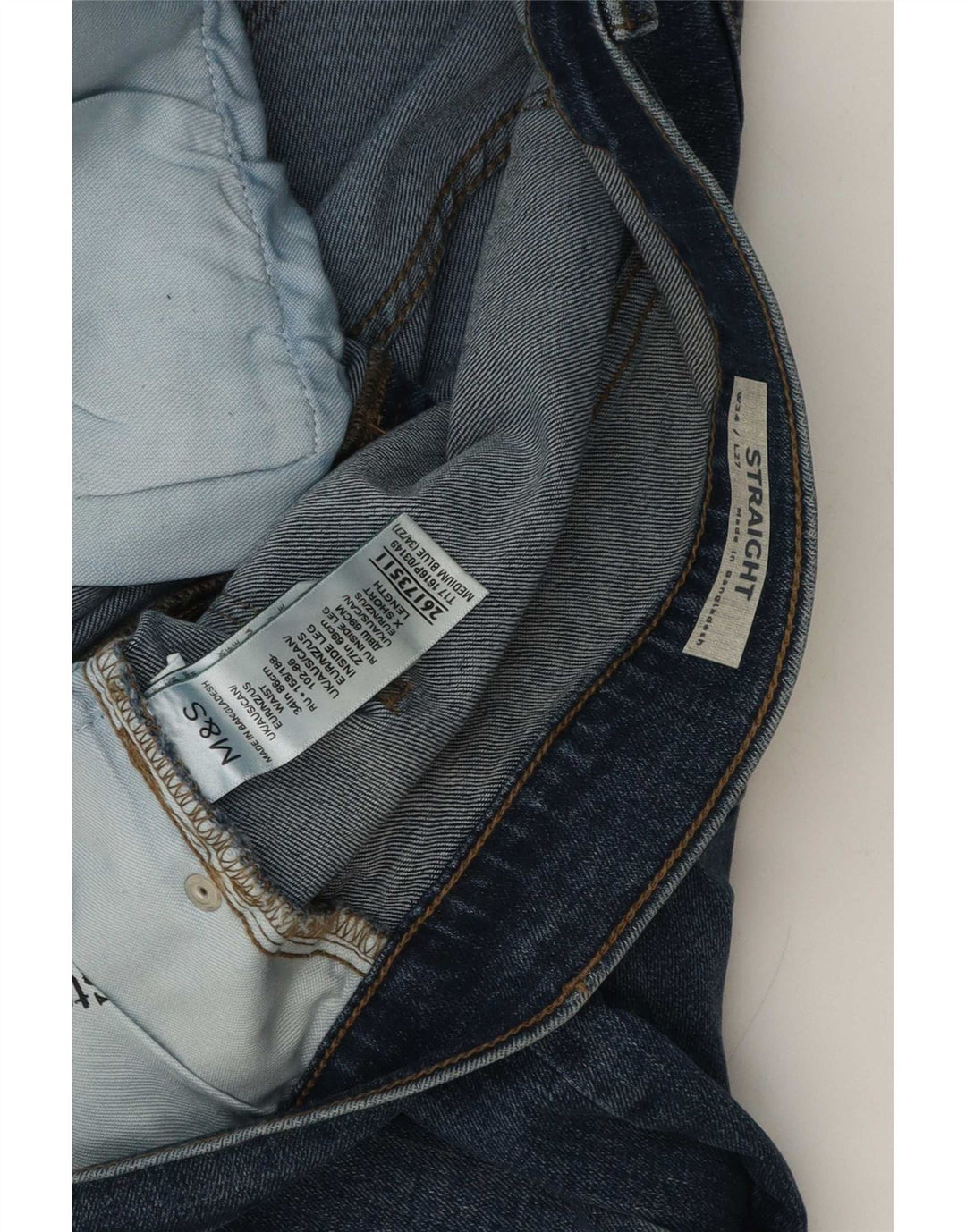 Blugi drepti pentru bărbați Marks & Spencer W34 L27 Bumbac albastru