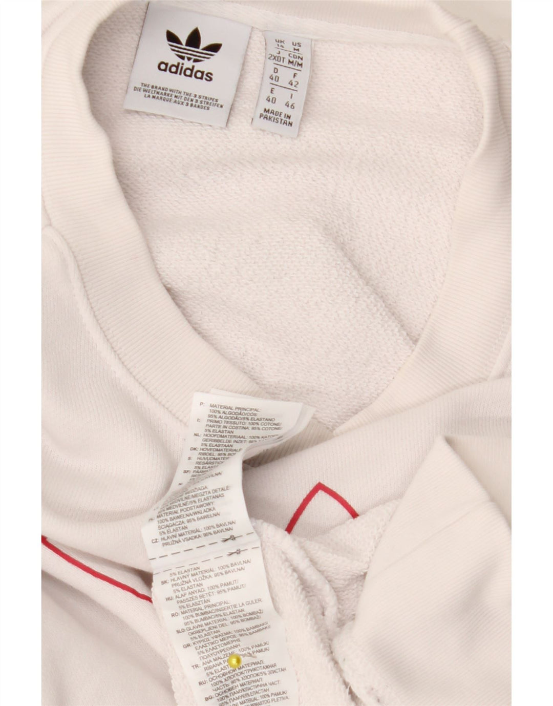 Pulover ADIDAS cu grafic pentru femei UK 14, mare, alb, bumbac