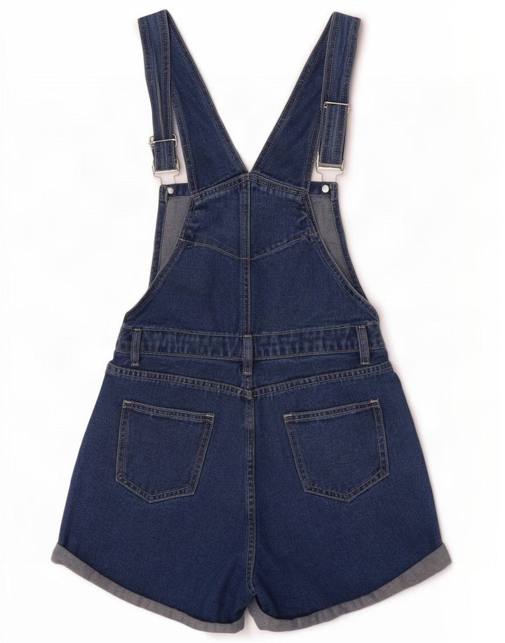 Pantaloni scurți din denim salopete vintage pentru femei W28 Medium Blue