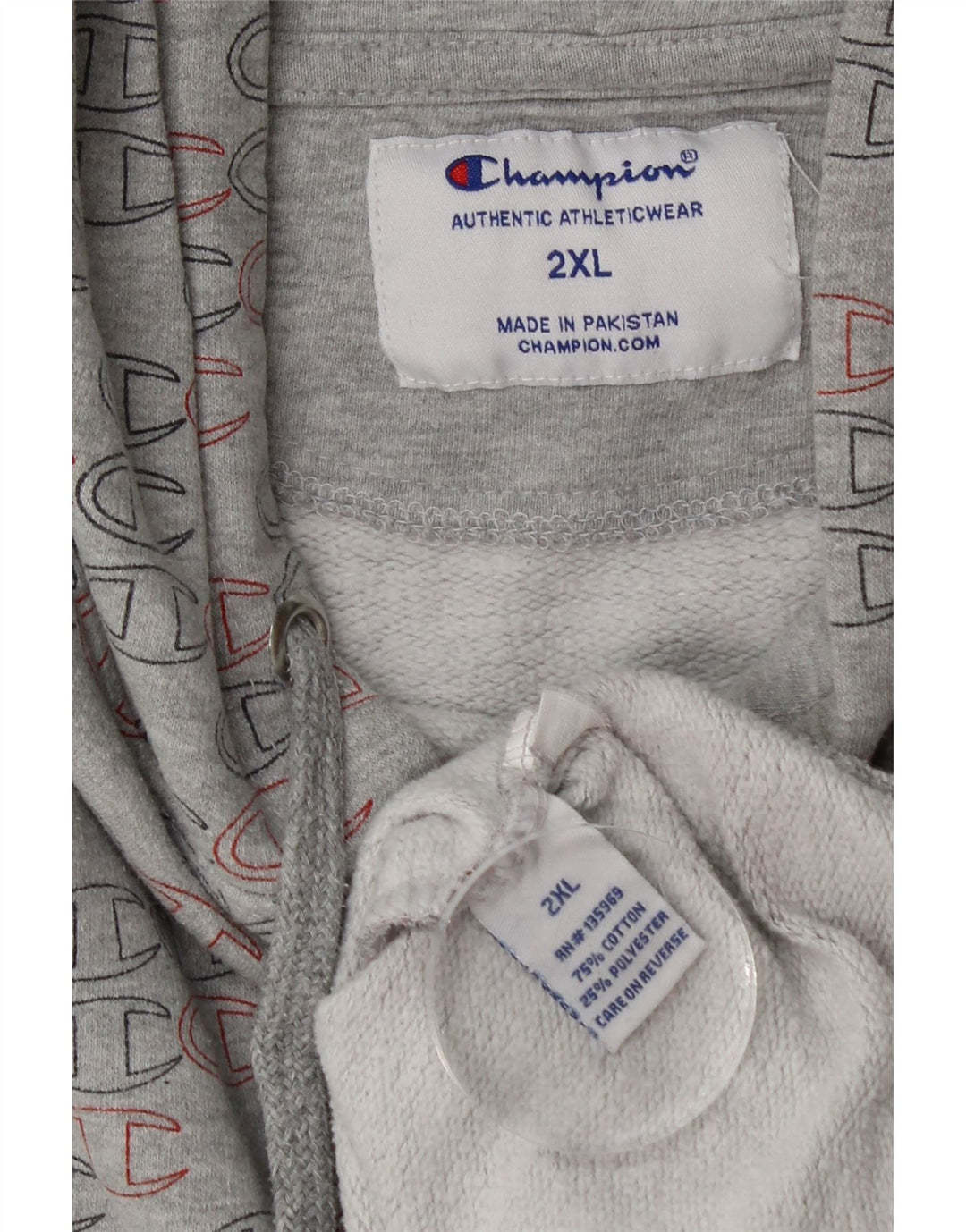 Pulover pentru bărbați Champion, cu glugă, 2XL, bumbac gri