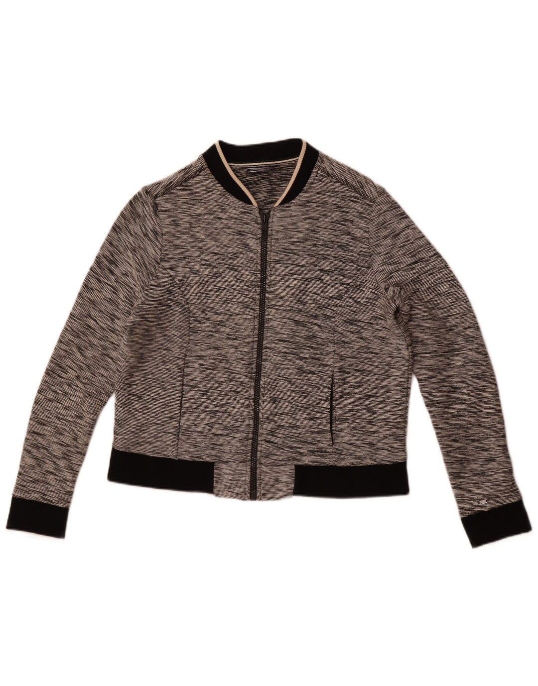 Jachetă de trening pentru femei Tommy Hilfiger UK 12, bumbac cu pete gri mediu