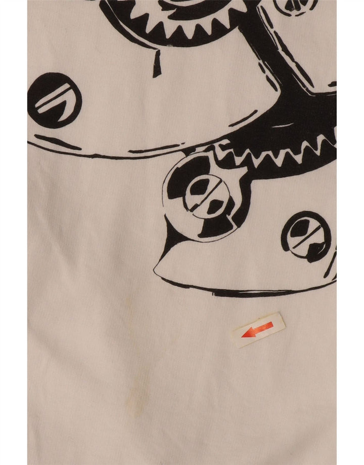 Pulover VINTAGE pentru bărbați, cu grafic, cu fermoar și gât, bumbac alb 2XL