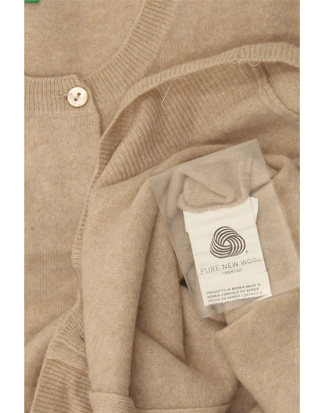 Pulover cardigan pentru femei Benetton UK 12 Medium Bej Lână nouă