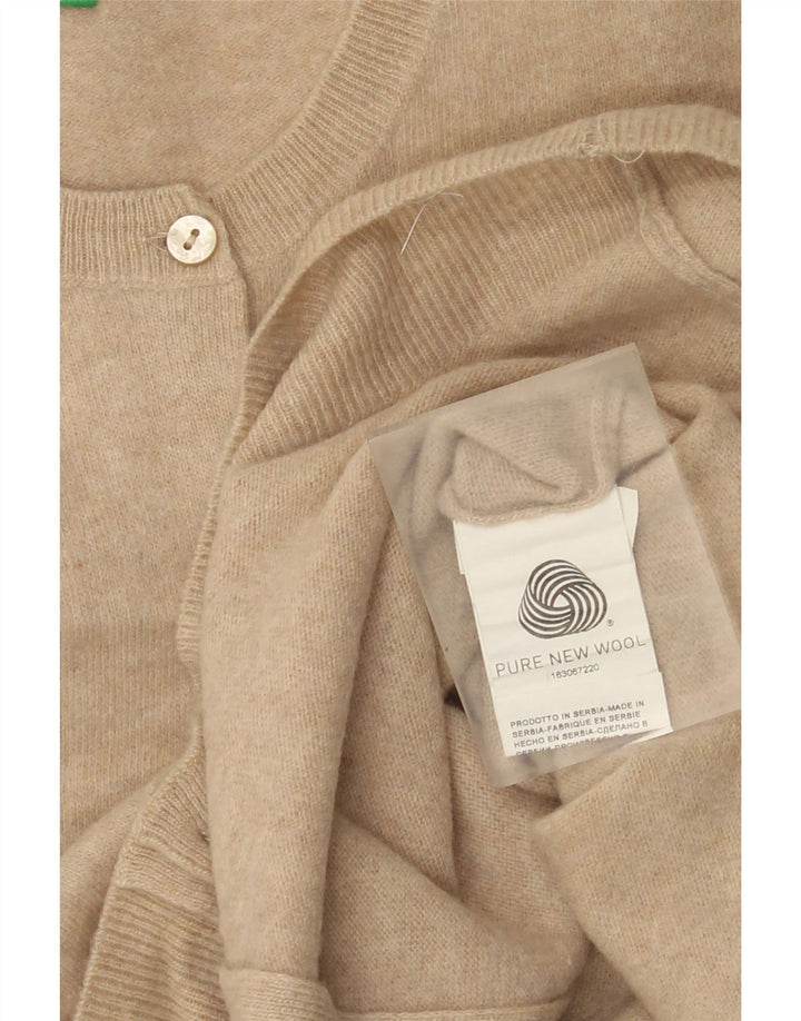 Pulover cardigan pentru femei Benetton UK 12 Medium Bej Lână nouă