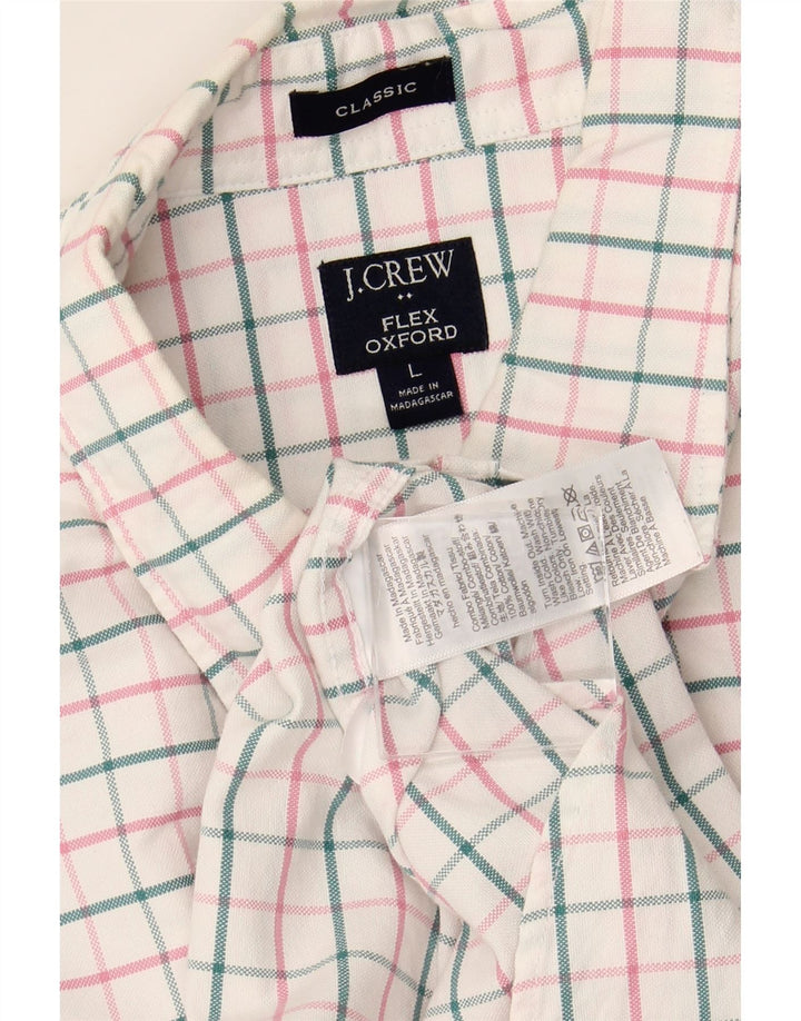 Cămașă pentru bărbați J. CREW Flex Oxford Classic Fit, mare, alb, din bumbac